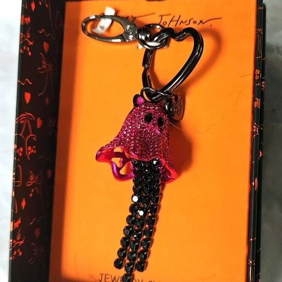 Betsey Johnson Pink Ghost Keychain/Bag Charm - NIB - Picture 1 of 4